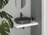 Ravak Umyvadlo Ceramic Slim Shelf O 55, s otvorem pro baterii, s přepadem, antracit