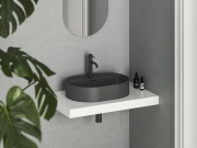 Ravak Umývadlo Ceramic Slim Shelf O 55, s otvorom pre batériu, s prepadom, biela matná