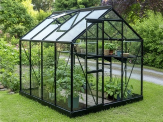 Klasické hliníkové skleníky – Halls Popular 2,6 m x 1,9 m, čierna, standardní sklo 3 mm