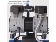 Ultra tichý bezolejový dvouválcový kompresor 6 l Scheppach HC 08 Si