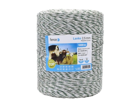 Scobax Lanko pro elektrický ohradník, průměr 2,5 mm, zeleno-bílé, délka 1000 m