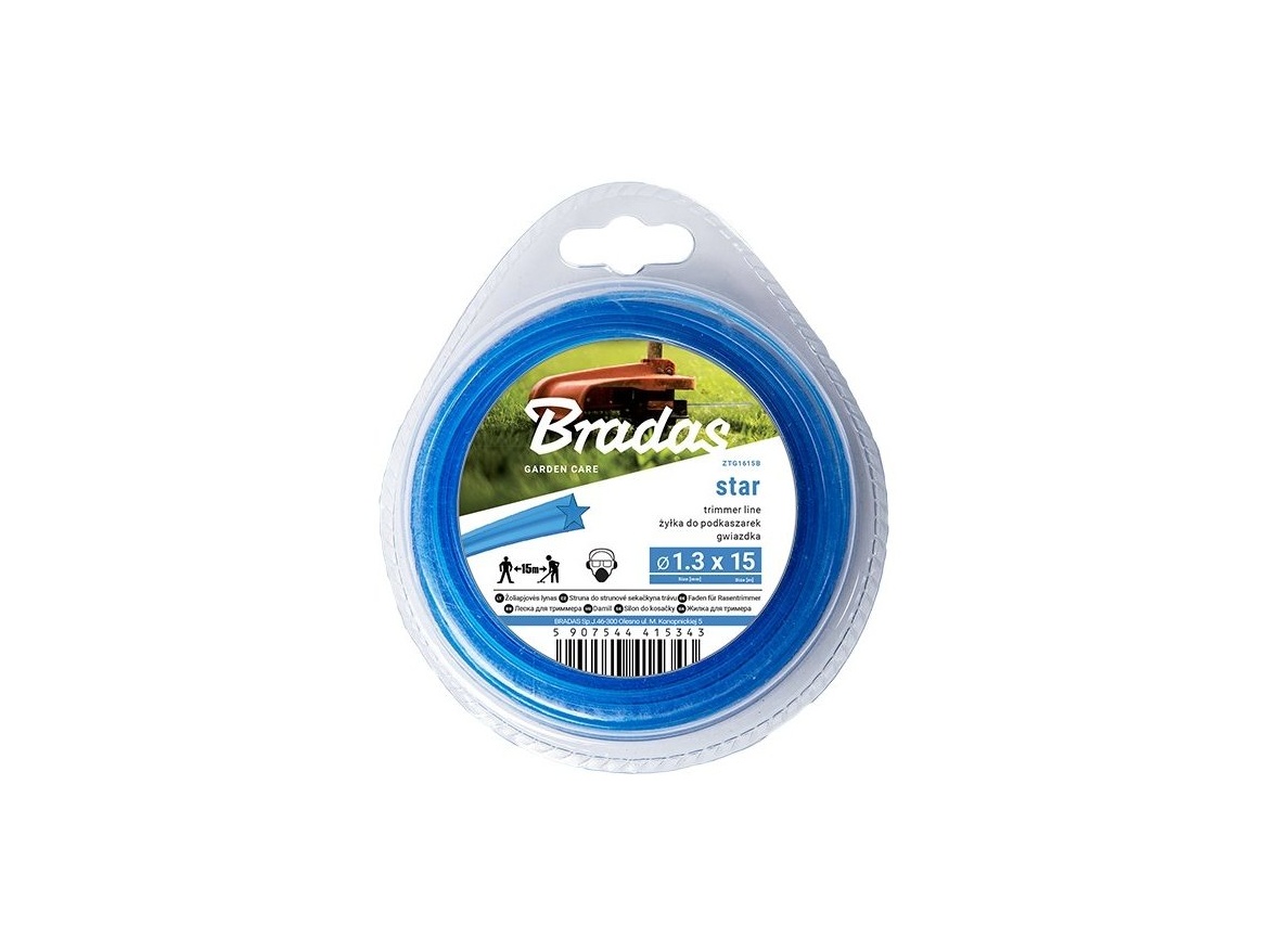 Bradas Žací struna  Trimmer 2,0 mm x 15 m hvězdice