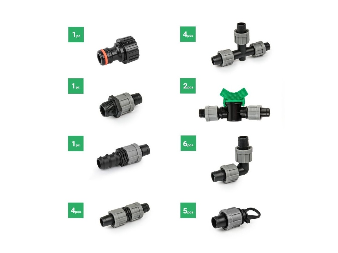 Bradas Sada spojek 16mm s převlečnou matkou, 24ks