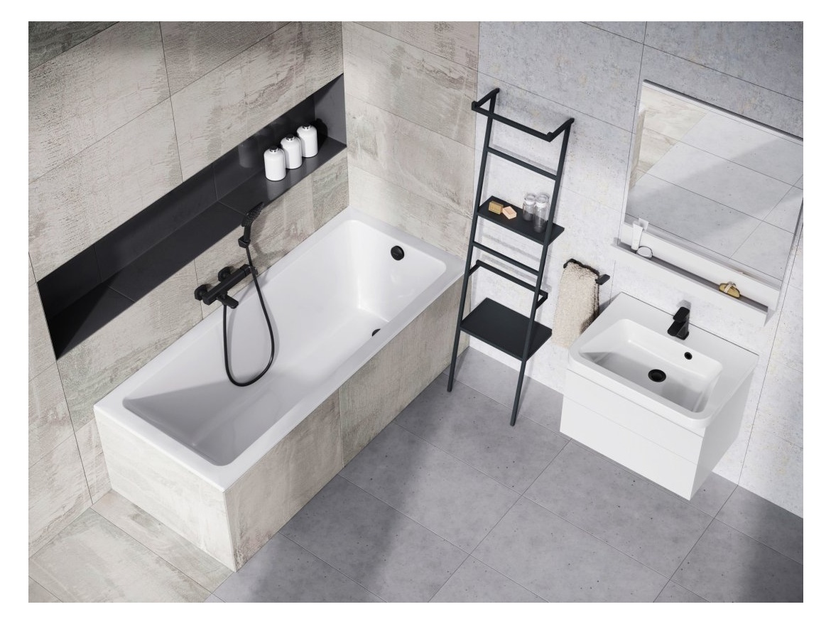 Ravak TD F 012.20BLM Umyvadlová stojánková baterie 144 mm bez výpusti, černá matná