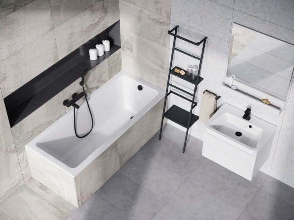 Ravak TD F 012.20BLM Umyvadlová stojánková baterie 144 mm bez výpusti, černá matná