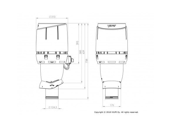 Vilpe Střešní ventilátor FLOW ECO 125P/500