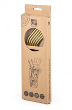 G21 Kovová brčka  BeEco Party 6 ks zlatá, zahnutá + kartáček na čištění