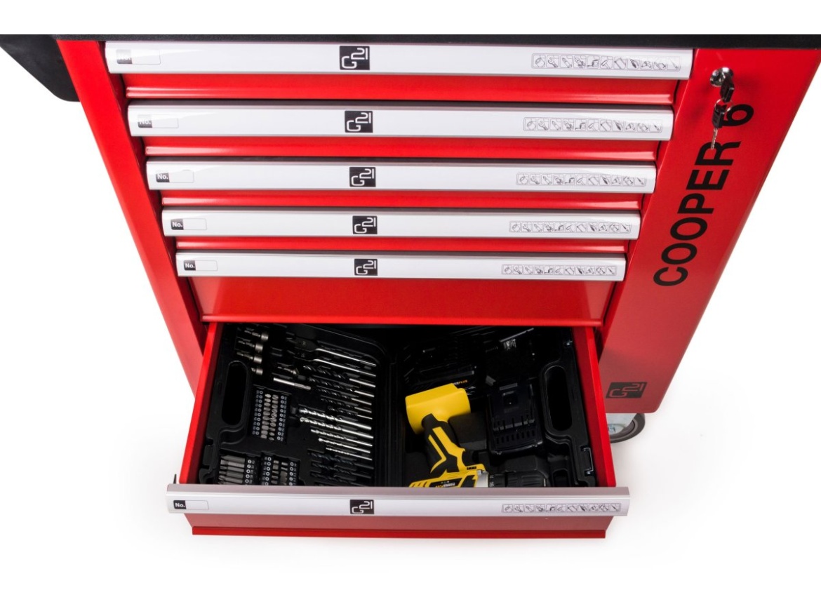 G21 Dílenský vozík  Cooper 6, červený