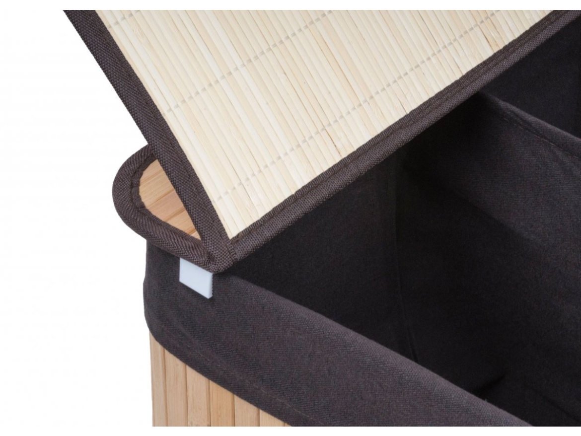 G21 Koš na prádlo  150 l s rozdělovači, bambusový s hnědým košem