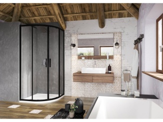 Zuhanyozás –  Ravak BLSCP4 90x90, čierna+transparent