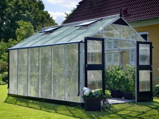 Klasické skleníky ze skla Juliana –  Juliana Premium 4,4 m x 3,0 m, alu / černá, polykarbonát 10 mm