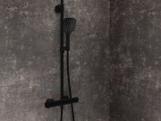 Ravak TD F 098.00BLM Sprchový stĺp netermostatický, posuvný, so sprchovým setom, čierna matná