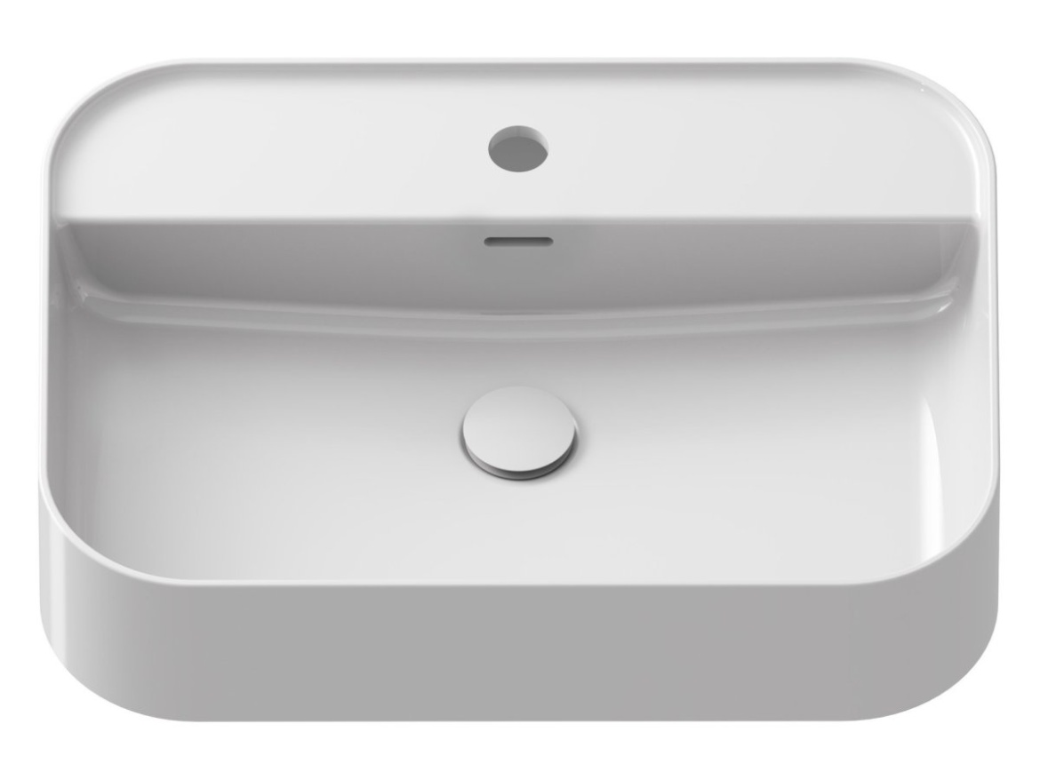 Ravak Umyvadlo Ceramic Slim Shelf R 55, s otvorem pro baterii, s přepadem, antracit