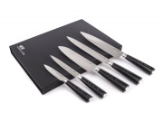 G21 Sada nožů  Damascus Premium v bambusovém bloku, Box, 5 ks + brusný kámen