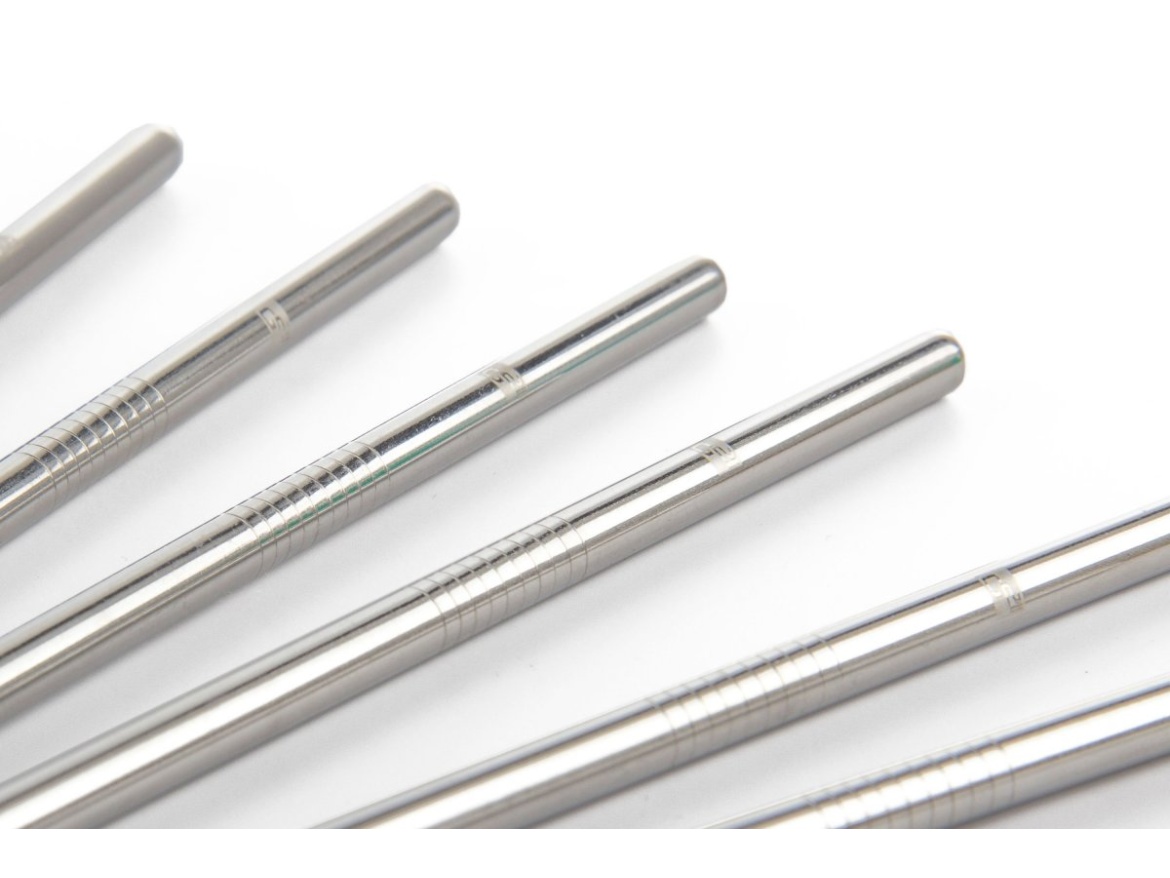 G21 Kovová brčka  BeEco Classic 6 ks stříbrná, rovná + kartáček na čištění