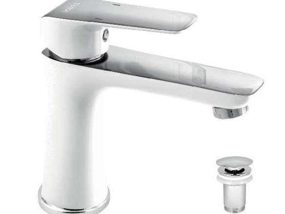 Novaservis Umyvadlová baterie Nobless Tina, bílá/chrom, stojánková, s výpustí,  38003,1