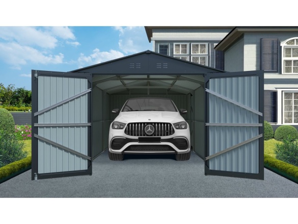 Kovová garáž 3 x 6 m se sedlovou střechou Antracit Riwall PRO RMCG 20x10 Anthracite