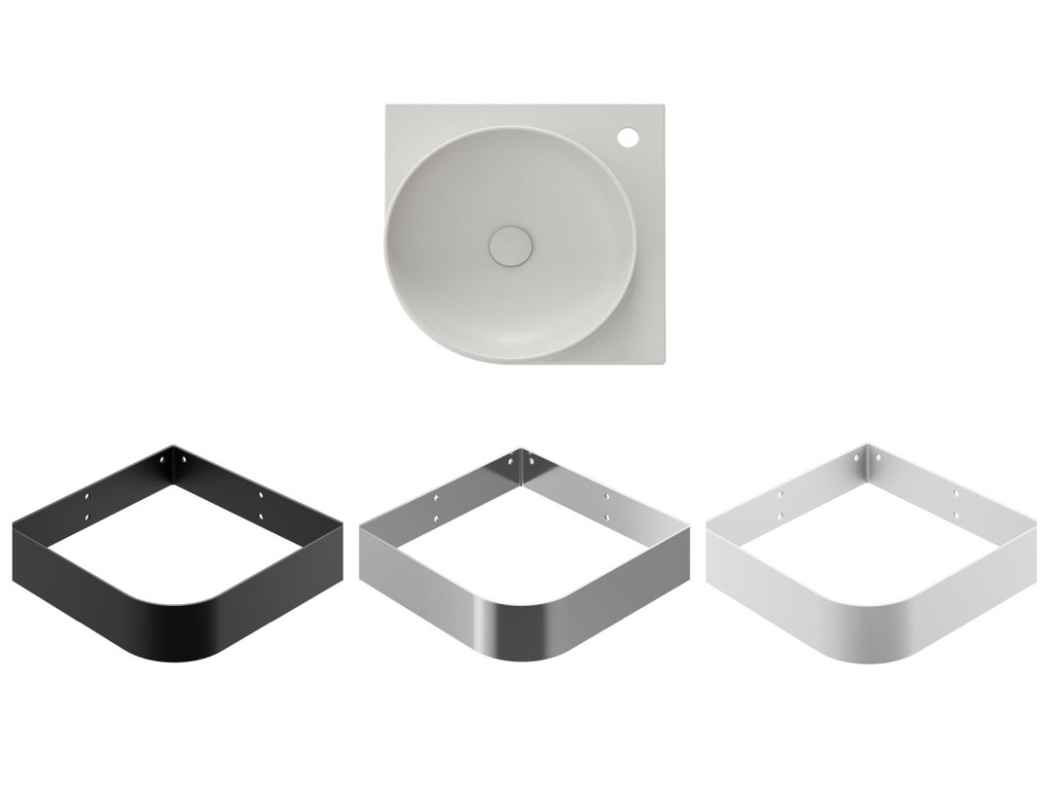 Ravak Umyvadlo Yard 45 C, s otvorem pro baterii, bez přepadu, černá matná