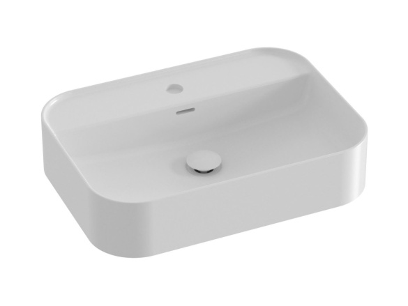 Ravak Umývadlo Ceramic Slim Shelf R 55, s otvorom pre batériu, s prepadom, biela matná