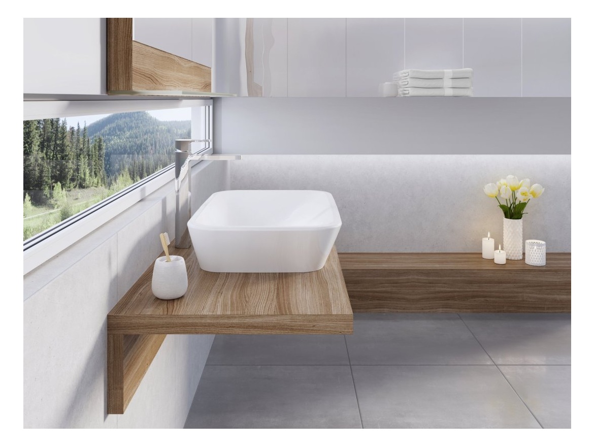 Ravak Umývadlo Ceramic R 60, bez otvoru pre batériu, bez prepadu, biela