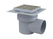 Alcadrain Podlahová vpusť 150 x 150 mm, mřížka nerez, boční odtok d 110 mm,  APV12