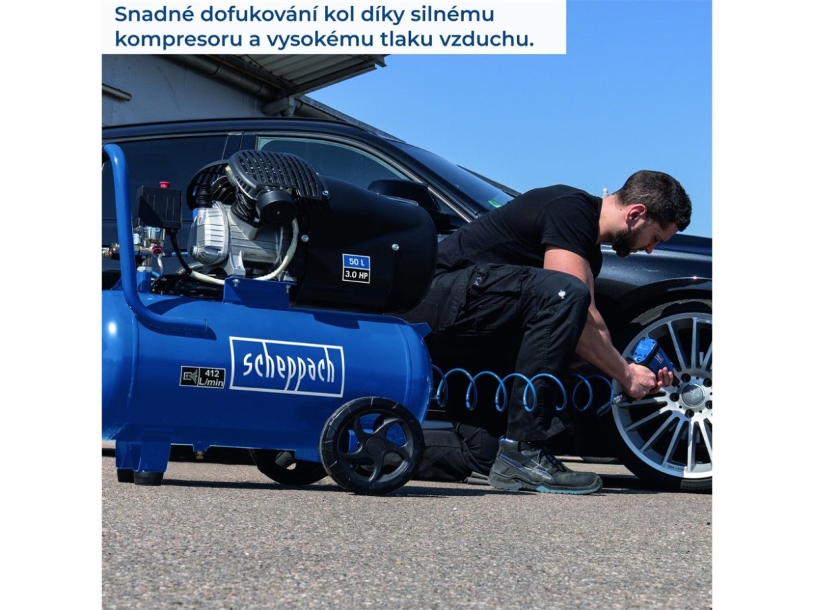 Dvojpiestový olejový kompresor 50 l Scheppach HC 53 DC