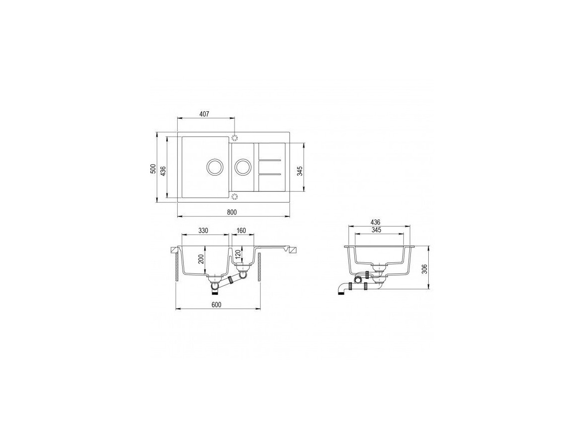 Kuchyňské dřezy Helika Tesa 800.15E