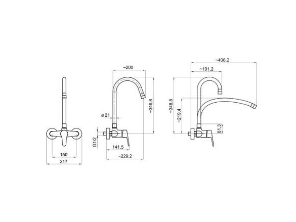 Novaservis Dřezová baterie Titania 150 mm, černá-chrom, nástěnná,  94480,0C