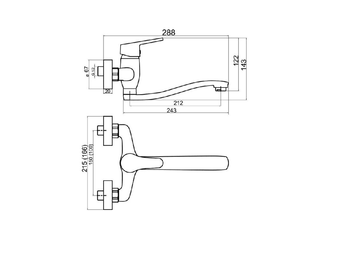 Novaservis Umyvadlová baterie Titania Iris 100 mm, chrom, nástěnná,  94474,0