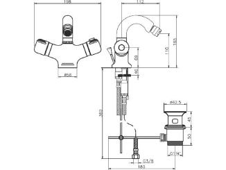 Vodovodní baterie – Novaservis Bidetová baterie Aquamat, chrom, stojánková, termostatická, s výpustí, 2611,0