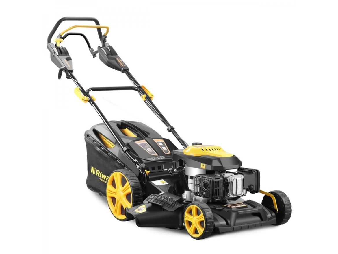 Multifunkční travní sekačka 4 v 1 s benzinovým motorem a variabilním pojezdem Riwall PRO RPM 5140 V