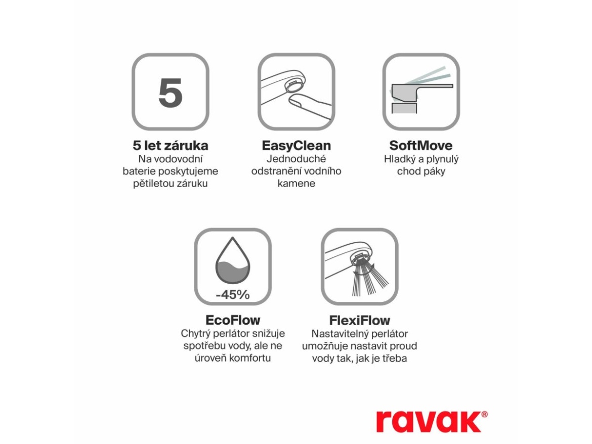 Ravak EL 019.00CR.O1.RB07B Umývadlová podomietková batéria pre R-box, chróm