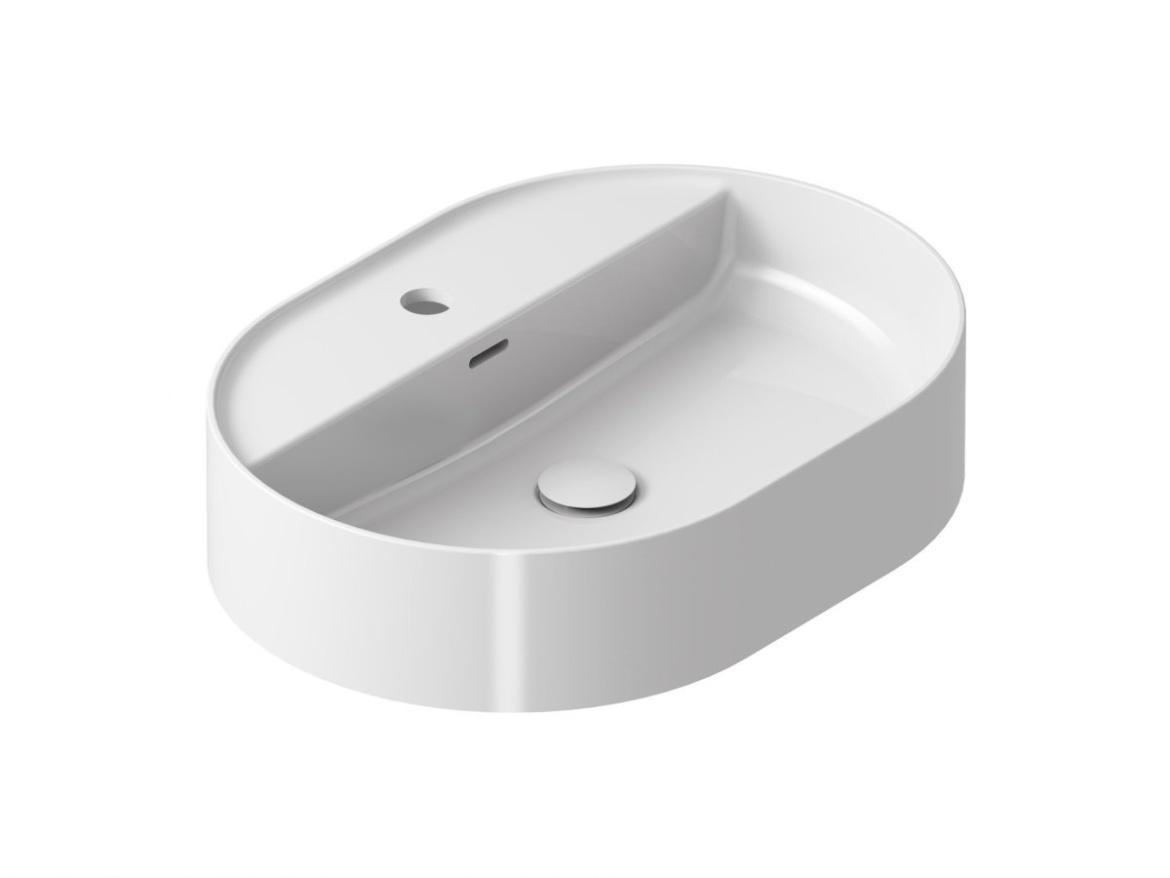 Ravak Umývadlo Ceramic Slim Shelf O 55, s otvorom pre batériu, s prepadom, biela matná
