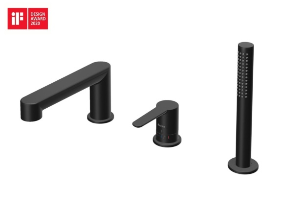 Ravak PU 026.20BL Vaňová 3-otvorová batéria na okraj vane so sprchovým setom, čierna