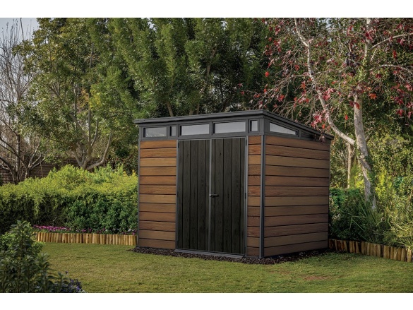 Plastový zahradní domek Keter Signature 9x7 Walnut, s podlahou