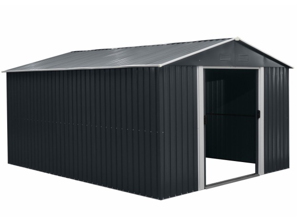 Zahradní domek kovový 3 x 3,7 m se sedlovou střechou antracit Riwall PRO RMSA 12x10 Anthracite