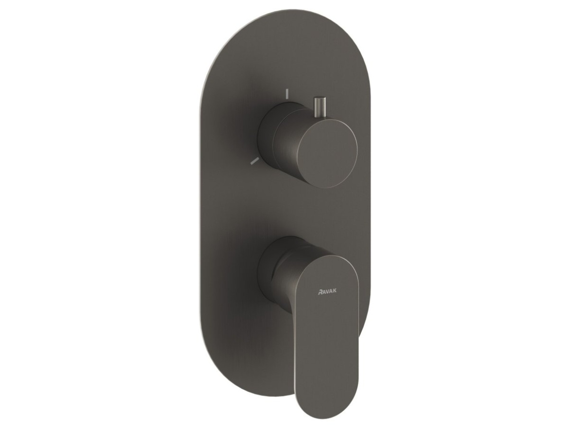 Ravak EL 068.20GB.O3.RB07F Podomítková baterie 3-cestná bez tělesa, Graphite Brushed