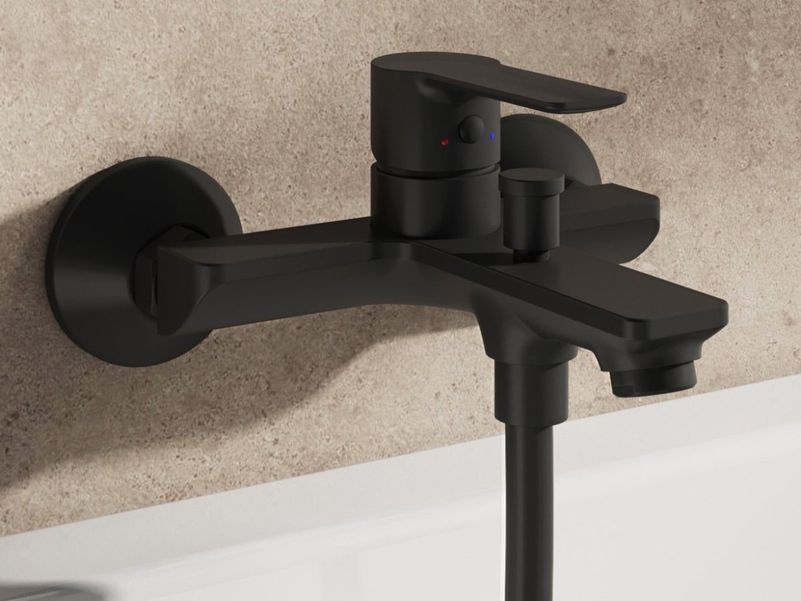 Ravak SL 022.20BLM.+S Vanová nástěnná baterie se sprchovým setem, černá matná