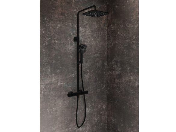 Ravak TD F 098.00BLM Sprchový sloup netermostatický, posuvný, se sprchovým setem, černá matná