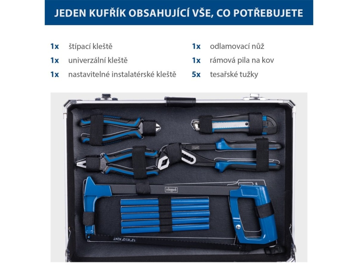 Hliníkový kufr s nářadím, 141 dílů Scheppach TB 200