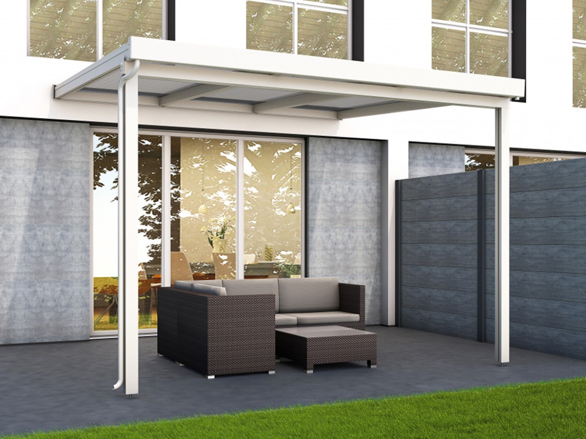 Hliníková pergola - číry/biela konštrukcia Gutta Terrassendach Premium