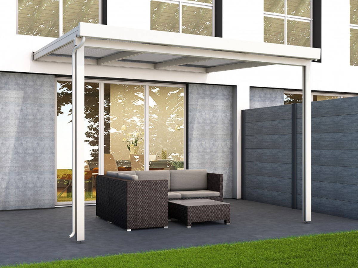 Hliníková pergola - čirý / bílá konstrukce Gutta Terrassendach Premium