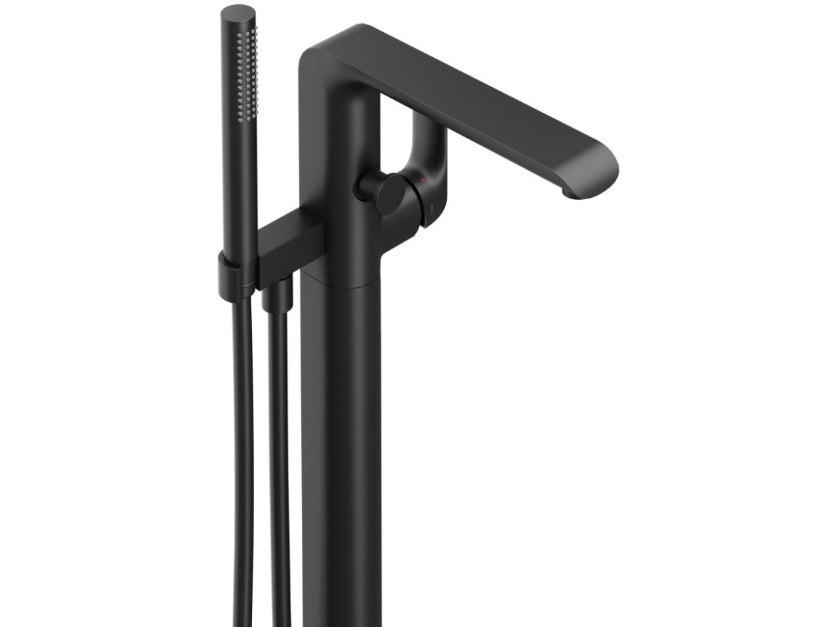 Ravak FL 080.20BLM.RB07A Vaňová batéria do podlahy pre R-box, so sprchovým setom, čierna matná