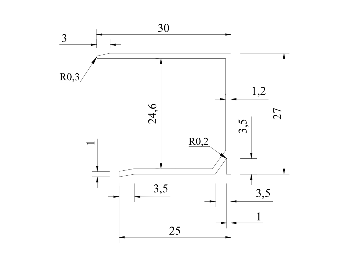Ukončovací lišta Covestro ALU-U elox-z 25 mm
