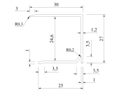 Ukončovací lišta Covestro ALU-U elox-z 25 mm