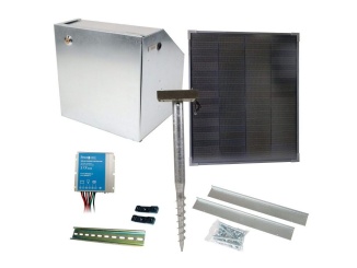 Chov zvierat –  Scobax Základní sada na solární ohradník s přenosnou schránkou, regulátor 15 A, panel 200 W, držák, konzole
