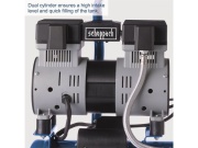 Ultra tichý bezolejový dvouválcový kompresor 6 l Scheppach HC 08 Si