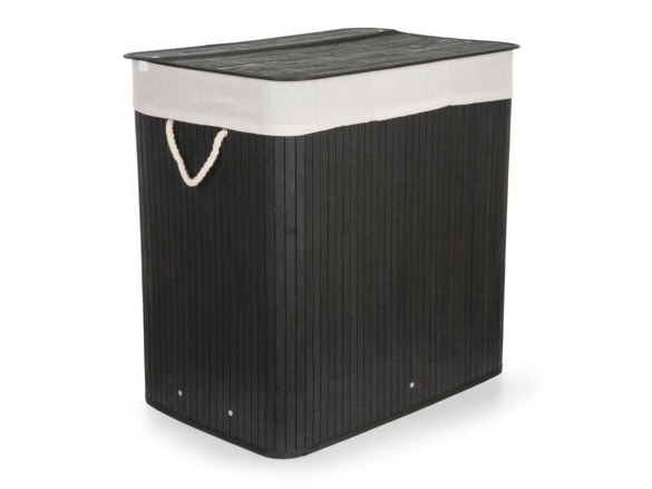 G21 Koš na prádlo  150 l s rozdělovači, bambusový černý s bílým košem