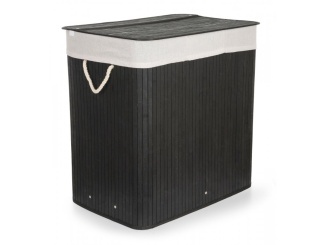 Koše na bielizeň –  G21 Koš na prádlo  150 l s rozdělovači, bambusový černý s bílým košem