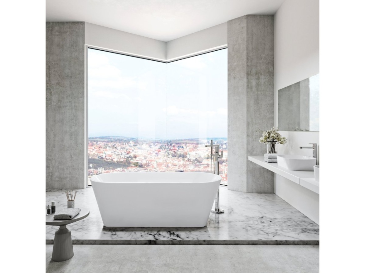 Ravak CR 080.00CR Vaňová batéria do podlahy vrátane R-boxu, so sprchovým setom, chróm